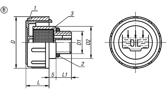 Bouchon à évent, forme B, avec filtre à air