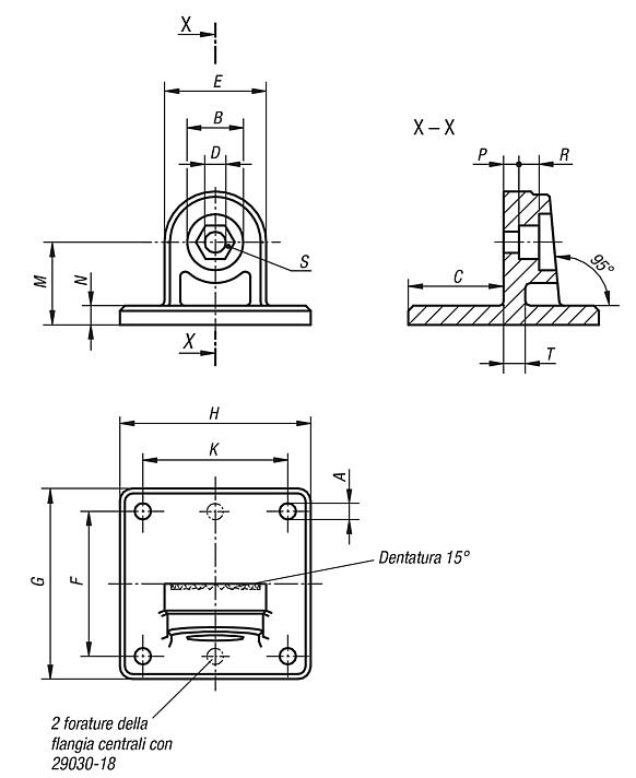 Base articolata plastica, con dentatura interna 