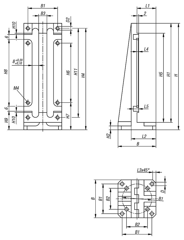 Plaque de montage verticale longue