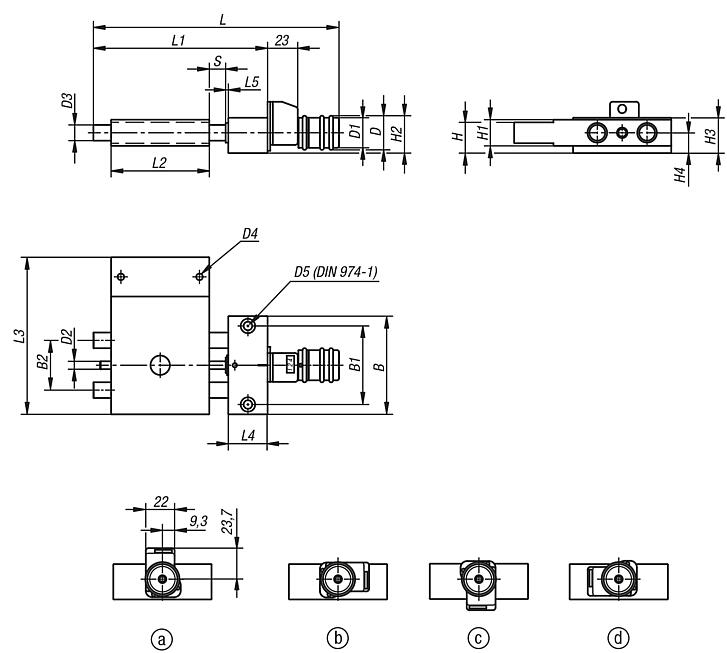 Table croisée courte avec indicateur de position, Forme B
