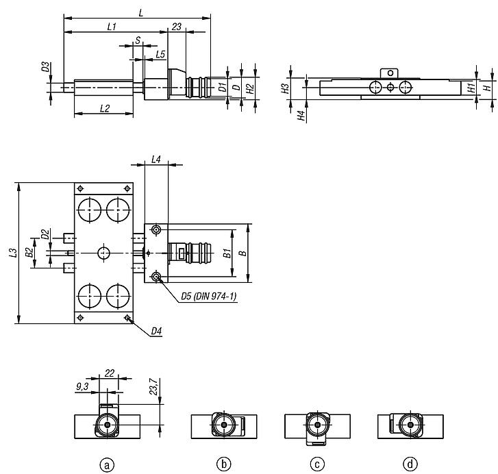 Table croisée courte avec indicateur de position, Forme C