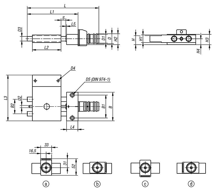 Tables croisées courtes avec indicateur de position électronique, forme B