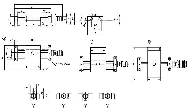 Cross slides, long with electronic position indicator