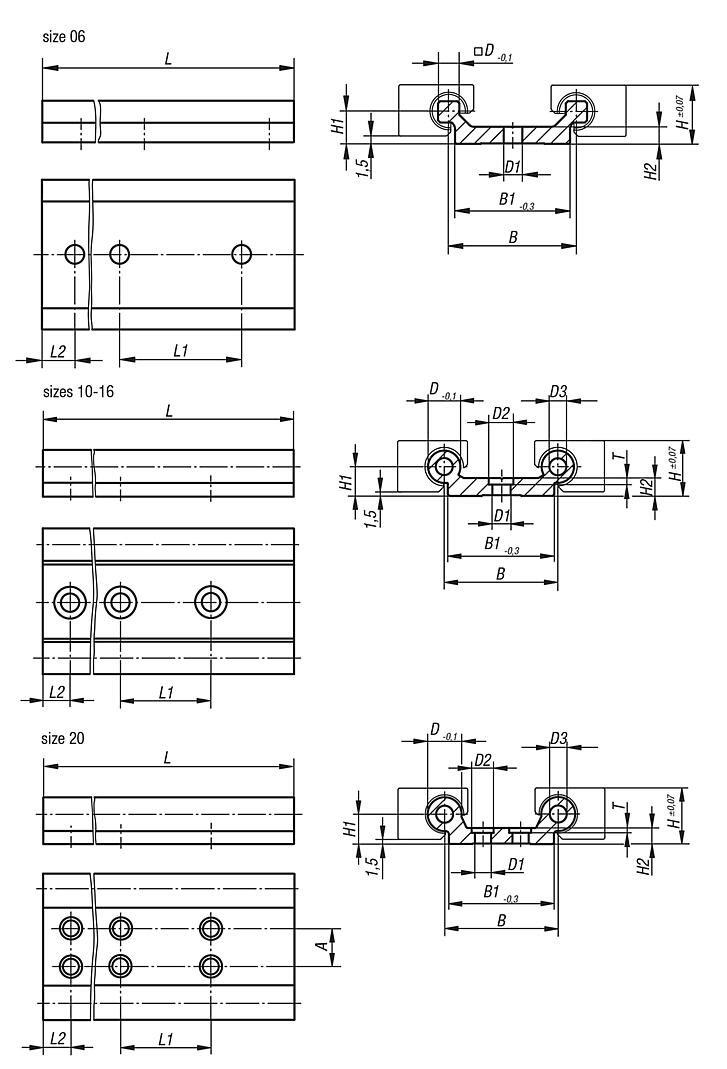 Guide rails DryLin® Wdouble