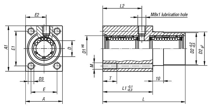 Linear housing units with flange, tandem