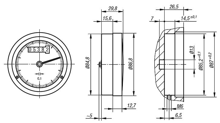 Position indicators for handwheelsanalogue-digital display