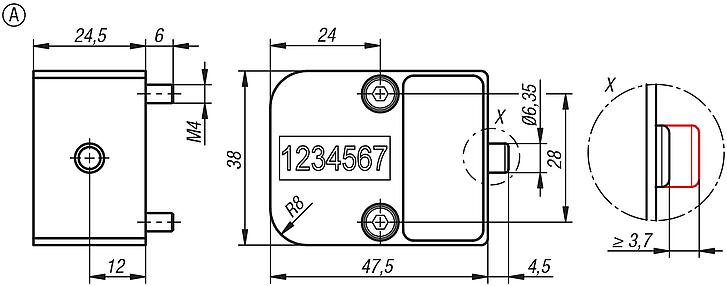 Cycle counter, mechanical, square design, Form A, righthand