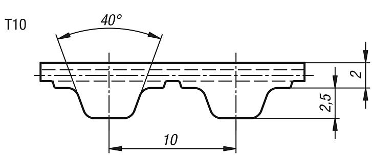 Toothed belts, T10 profile