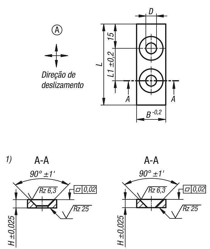 Placas grafitadas de bronze, livres de manutenção, forma A