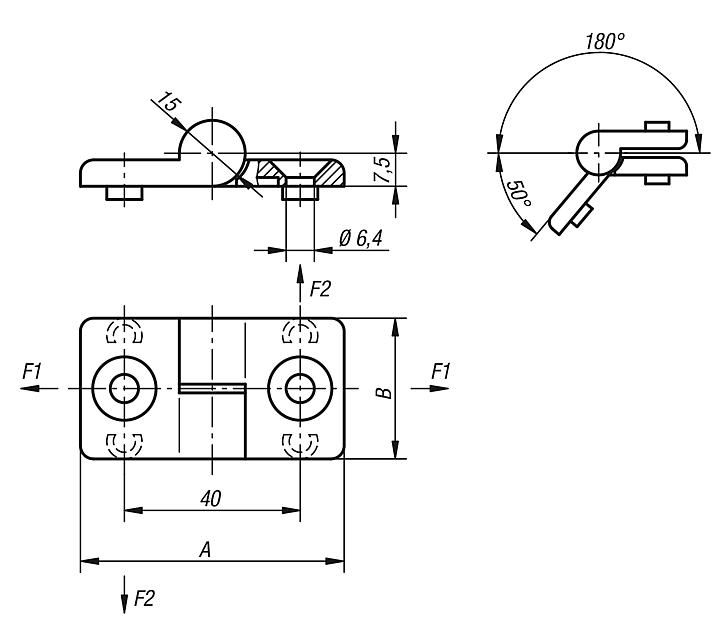 Charnière dégondable en thermoplastique avec broche-guide