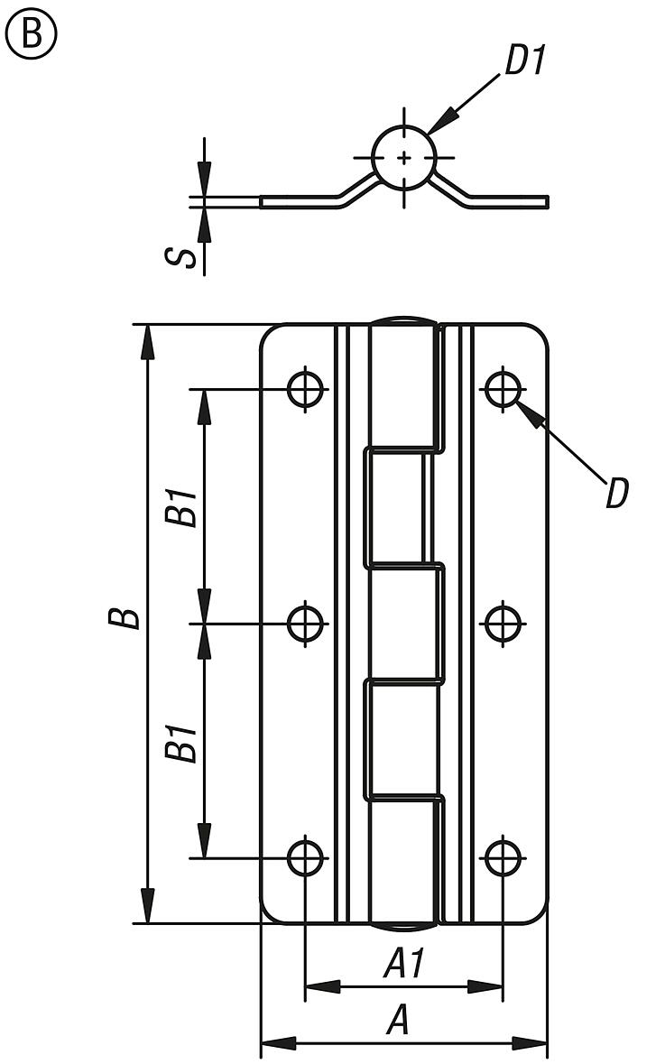 Hinges, stainless steel with preset friction, Form B