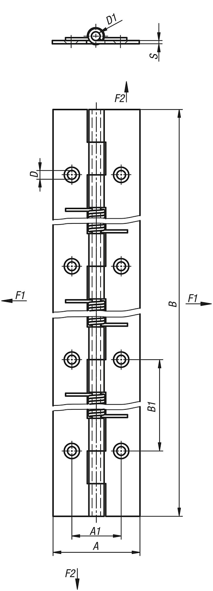 Pružinové závěsy z oceli nebo nerezové oceli 240 mm