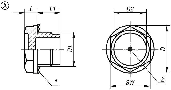 Visores de nível de óleo forma A, sem refletor