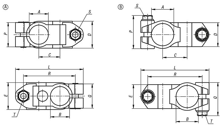 Tube clamps cross, stainless steel