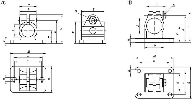 Tube clamps flange, stainless steel