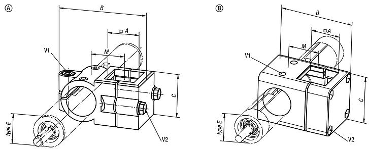 Linear actuator connector clamps cross