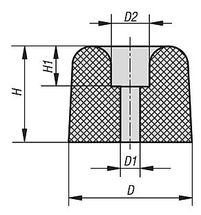 Rubber impact buffers type TP door buffer