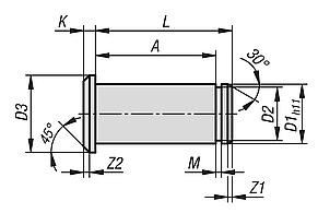 Pin with circlip groove suitable for clevis joints