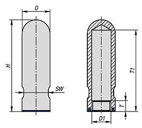 Thread cover, stainless steel in Hygienic DESIGN