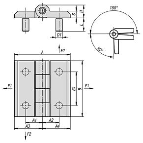 Hinges die-cast zinc with fastening screws