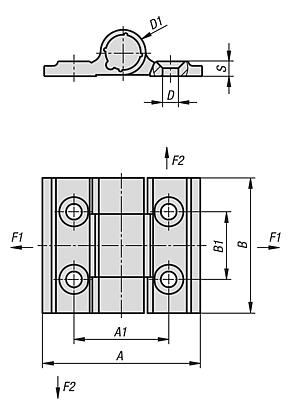 Spring hinges aluminium profile, 0.50 Nm