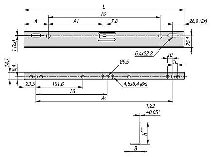 Mounting bracket, steel for telescopic slides