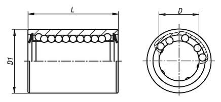 Linear ball bearing, plastic, compact, self-aligning