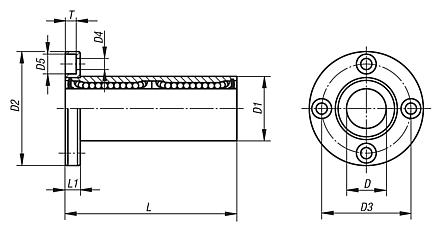 Rolamentos lineares de esferas com flange redonda, rolamento duplo