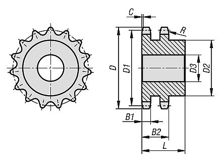 Sprockets duplex 1/2" x 5/16" DIN ISO 606