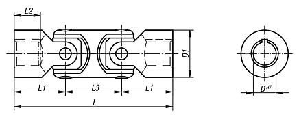 Cardan double joints, stainless steel, with plain bearing, similar to DIN 808