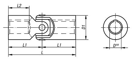 Universal joints single with plain bearing, robust version DIN 808