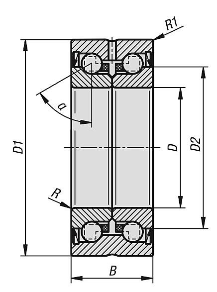 Rolamento de esferas de contato angular axial de aço de duas filas