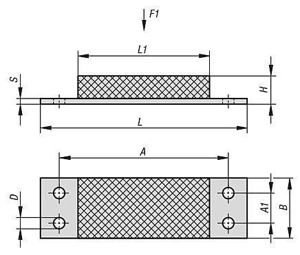 Rubber impact buffer rails steel 