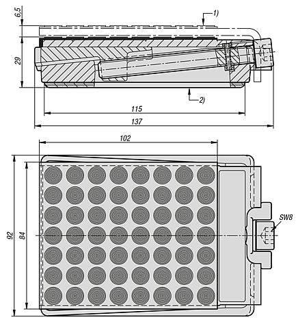 Levelling wedges, steel with non-slip insulating layer, free-standing