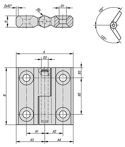 Hinges lift-off, stainless steel