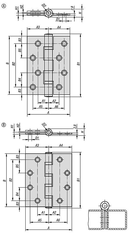 Butt hinges stainless steel