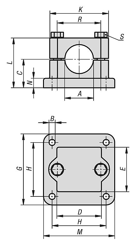 Tube clamps flange, aluminium