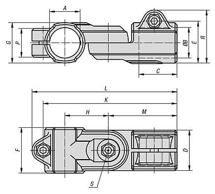 Tube clamps swivel, aluminium - inch