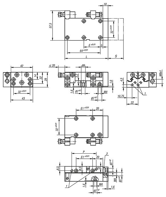 Linear modules pneumatic with rail guide