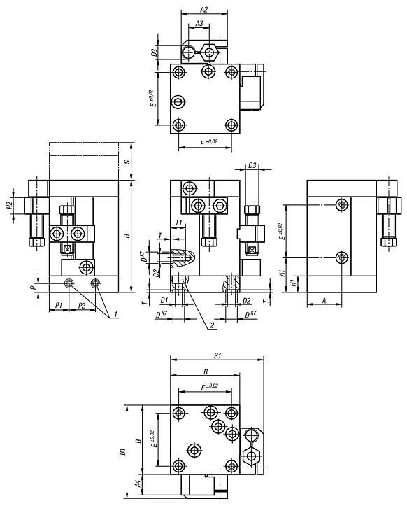 Lifting units pneumatic with rail guide