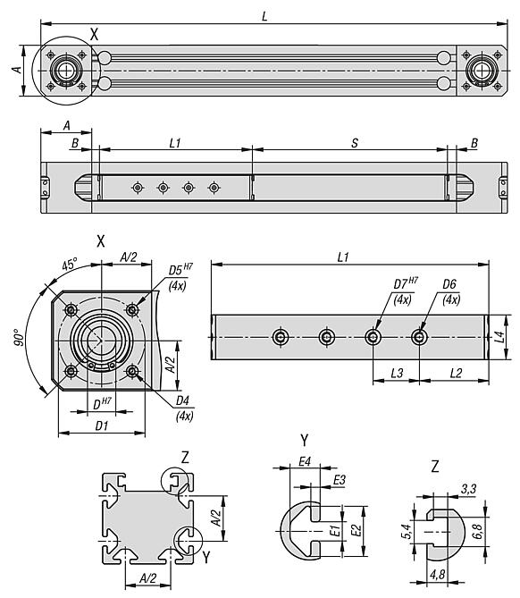 Linear actuators with toothed belt drive and profile rail guide