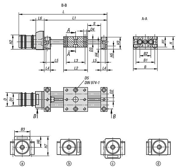 Positioning stages, long with electronic position indicator