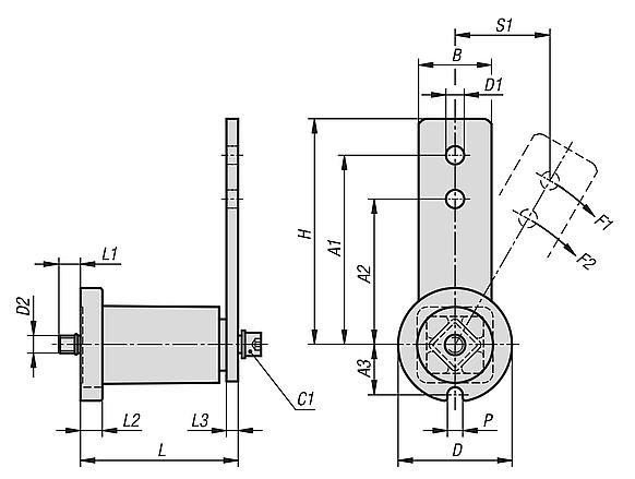 Clamping elements with front fastening