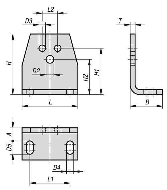 Angle bracket for clamping elements