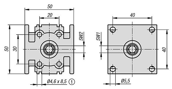 Bevel gear drive, die-cast zinc housing