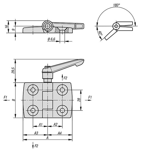 Hinges plastic, with locking lever