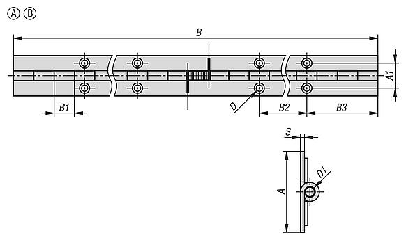 Spring assisted piano hinges, stainless steel