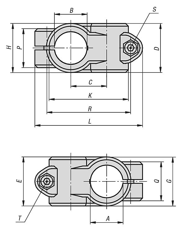 Tube clamps cross, aluminium