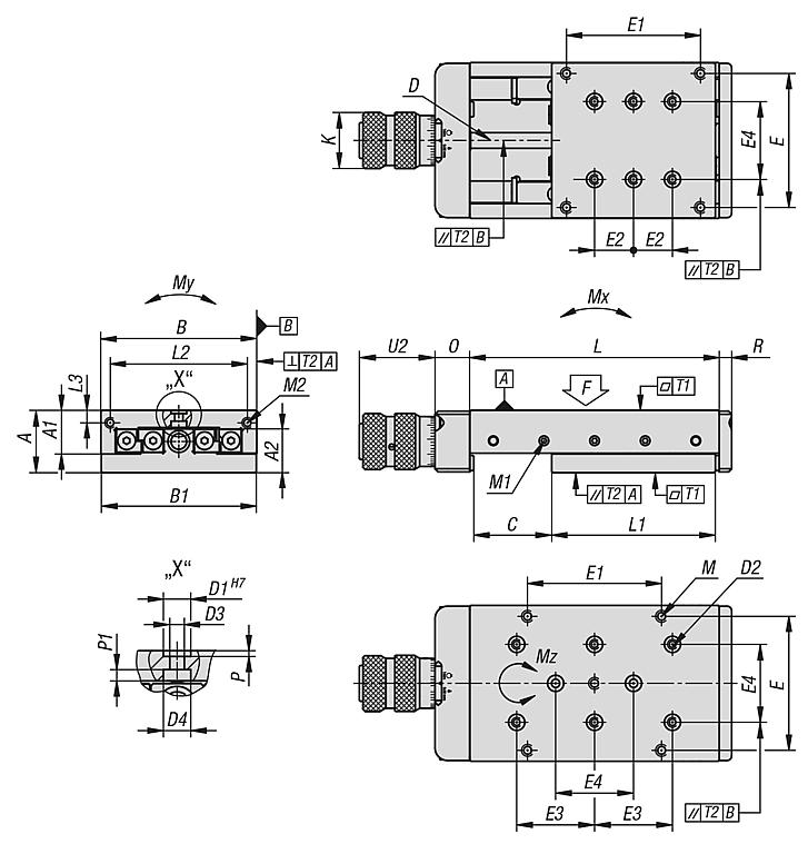 Precision slides roller mounted with micrometer spindle and location holes