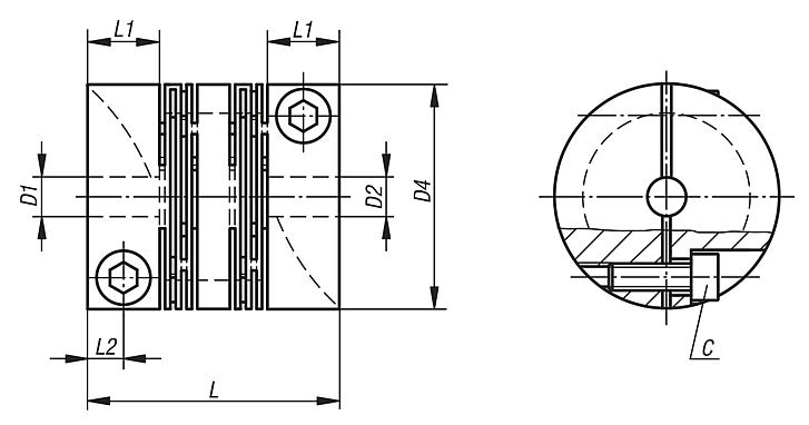 Beam couplings stainless steel with clamping hubs